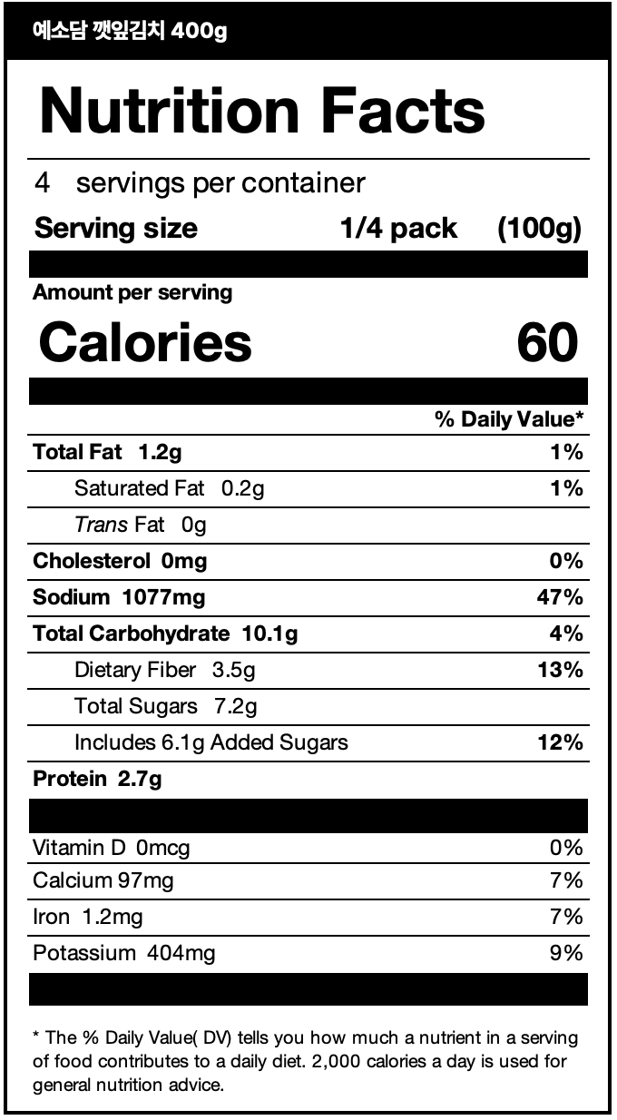 nutrition facts