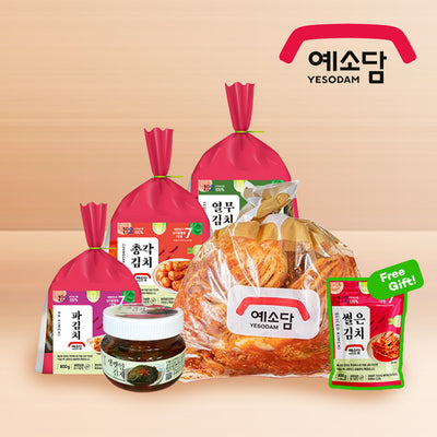 [예소담] 포기김치 3kg + 파김치 800g + 열무김치 900g + 총각김치 850g + 생깻잎 400gㅣ*증정*  썰은김치 400g_ 무료배송특가 (묶음)_12월 마지막주 순차발송