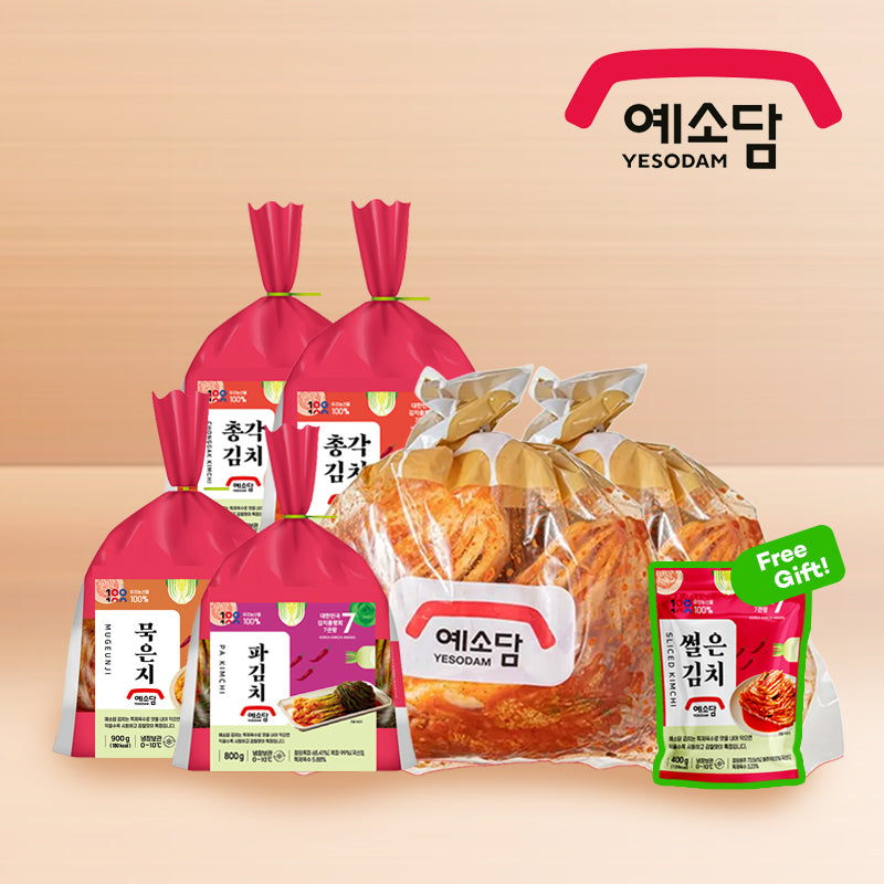 [예소담] 포기김치 3kg x 2팩 + 총각김치 850g x 2팩 + 묵은지 900g + 파김치 800g ㅣ*증정*  썰은김치 400g_ 무료배송특가 (묶음)_12월 마지막주 순차발송