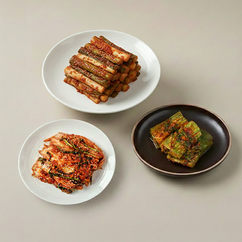 [한국직배송 B] 연천군 미금치 제철 오이소박이 2kg + 대파김치 1kg + 겉절이 1kg