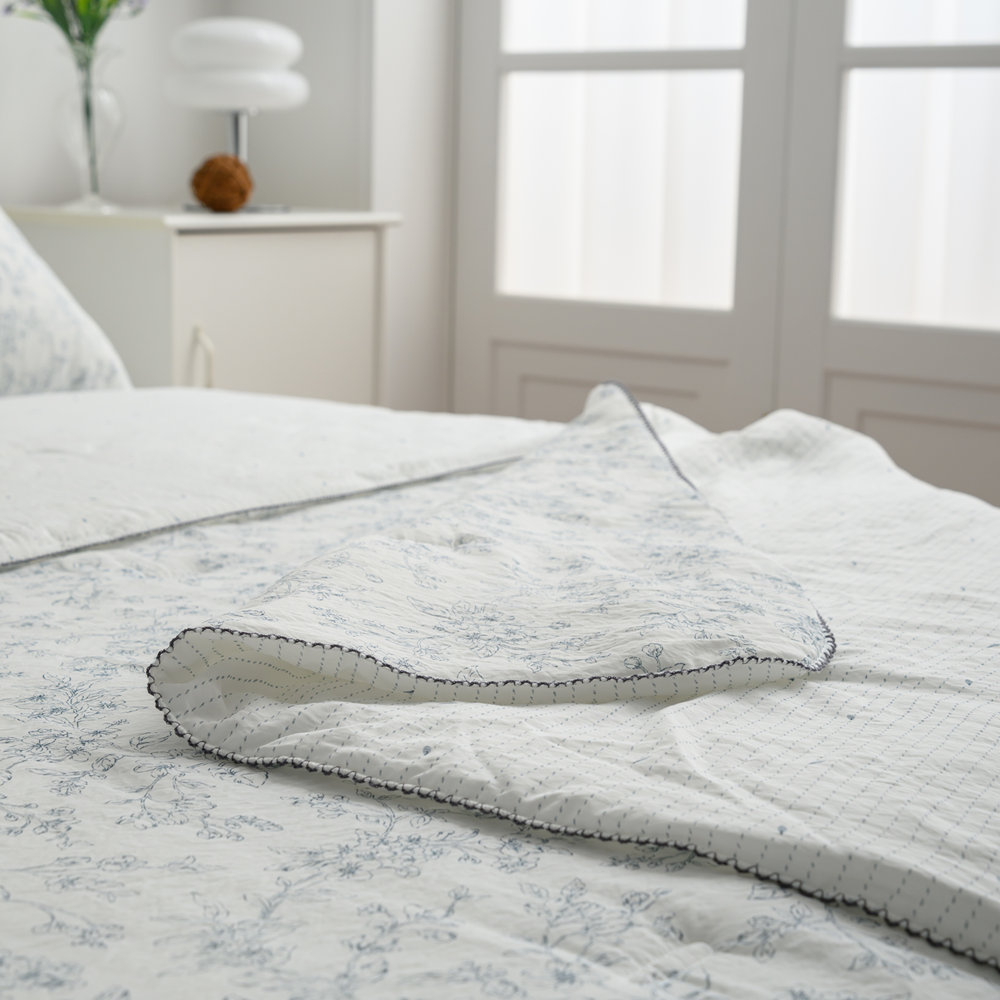 [K Direct Delivery] Hangil Bedding Natuur Modal Cooling Summer Comforter + Bed Spread (Soft Blue) SS/Q
