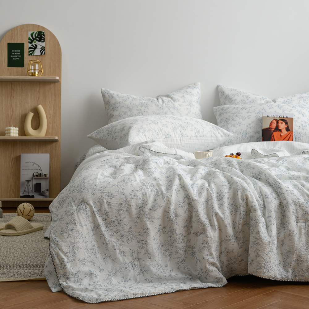 [K Direct Delivery] Hangil Bedding Natuur Modal Cooling Summer Comforter + Bed Spread (Soft Blue) SS/Q