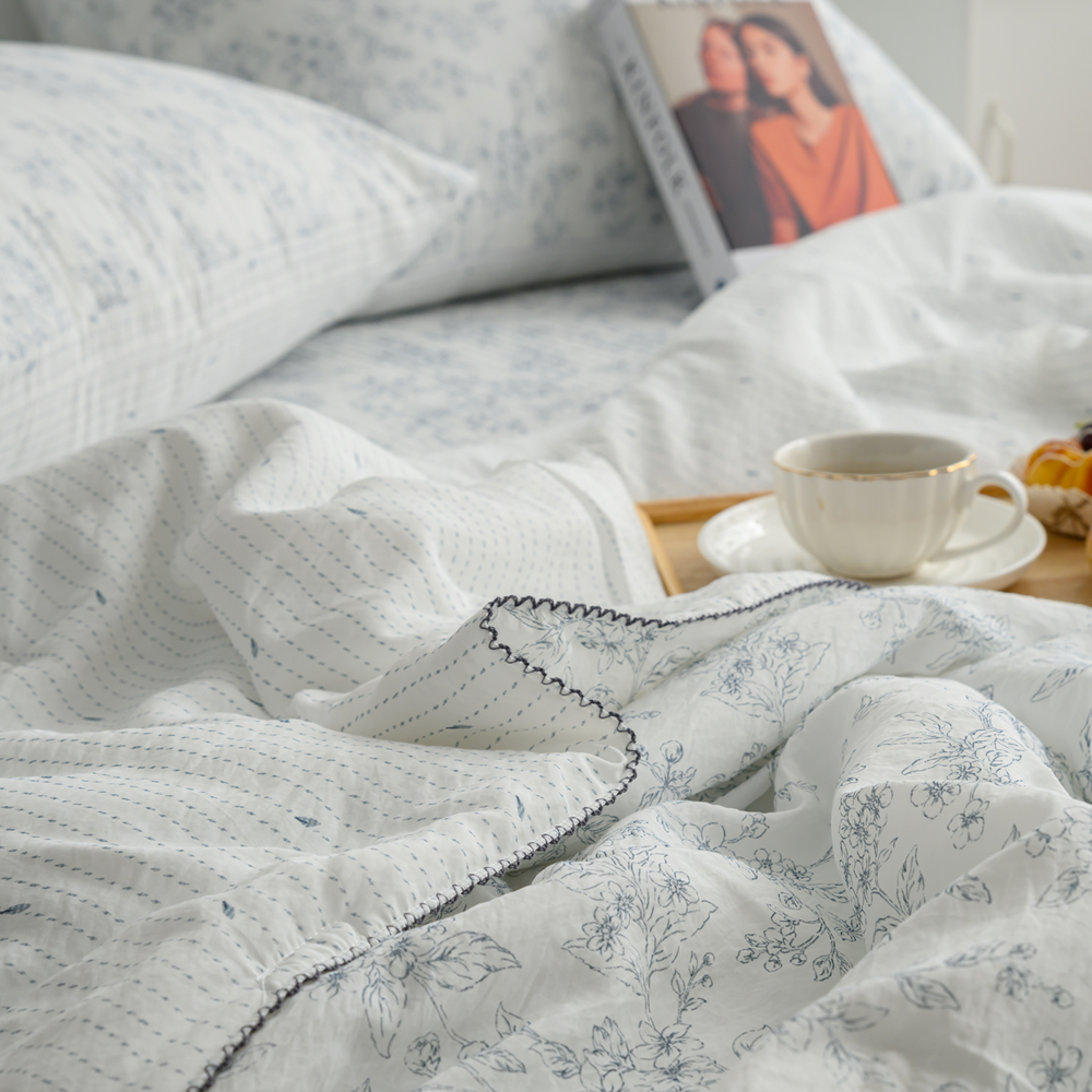 [K Direct Delivery] Hangil Bedding Natuur Modal Cooling Summer Comforter + Bed Spread (Soft Blue) SS/Q