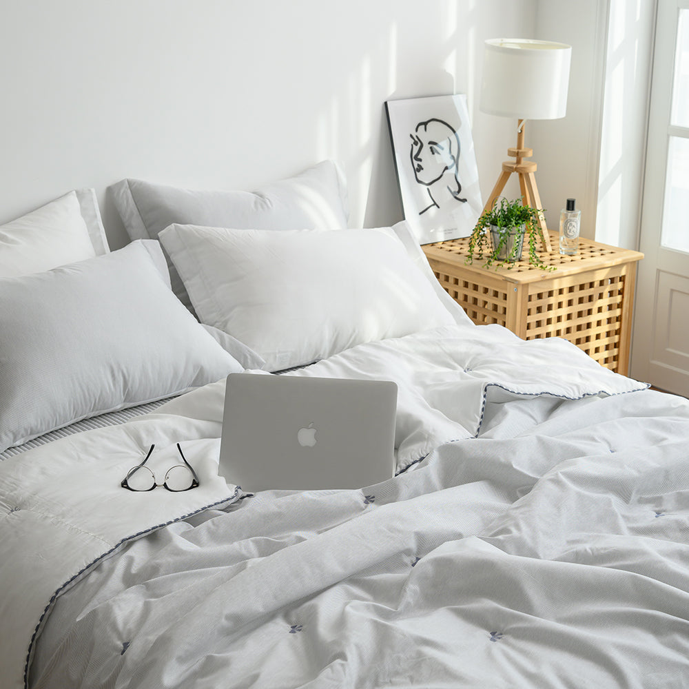 [K Direct Delivery] Hangil Bedding Ribbon Cooling Comforter+Pillowcase Set SS / Q