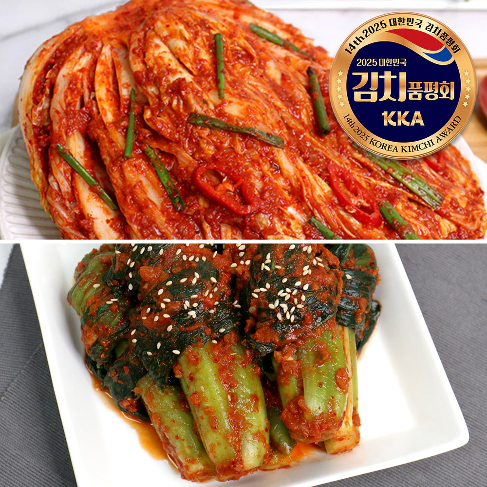 [한국직배송 B] 김치품평회 대상 새벽팜 포기김치 3kg + 갓김치 1kg